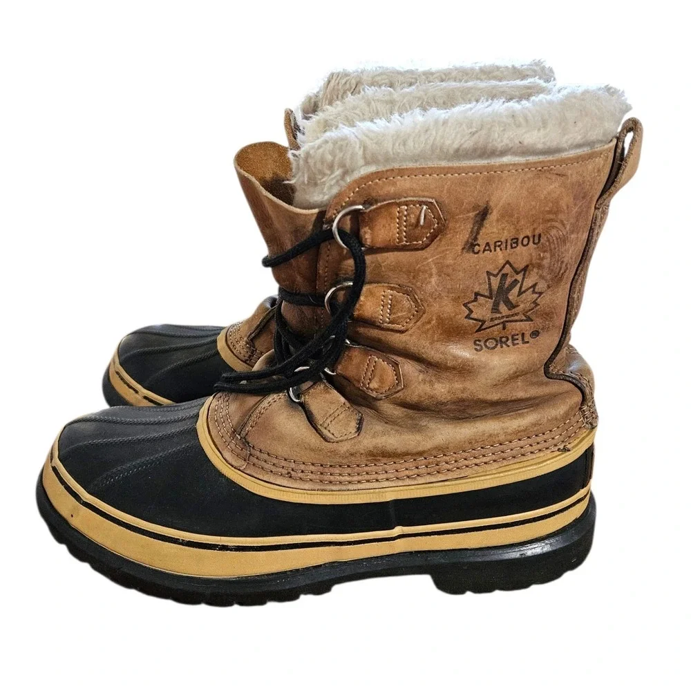 Vintage Sorel Caribou Snow Boots Men's US 10 Removable Wool Liner Canada Kaufman